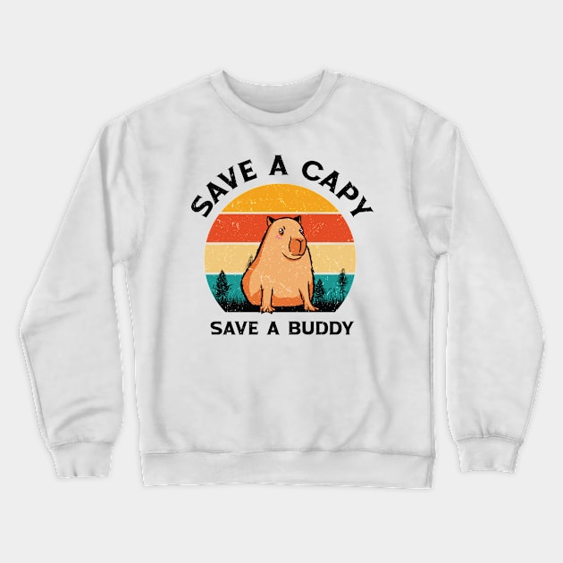 World Wildlife Day Capybara Animal Welfare Retro Wildlife Crewneck Sweatshirt by Tom´s TeeStore